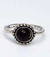 Stunning Tibetan silver black stone ring