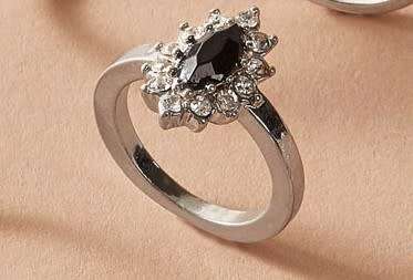 Stunning Tibetan silver onyx and AAA cz ring