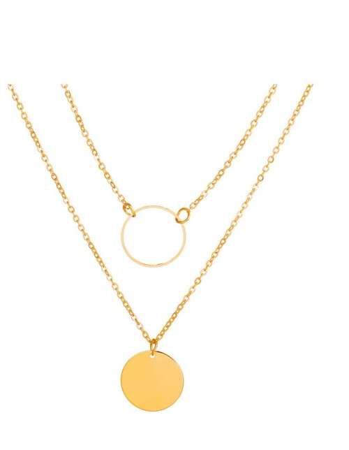 Stunning 9ct gold plated mulit layer disc necklace