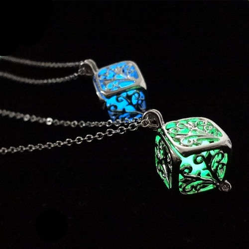 Stunning Glow in the dark fae box pendant and chain