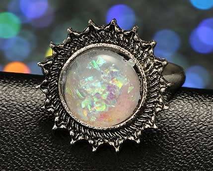 Gorgeous Tibetan silver sim opal round ring