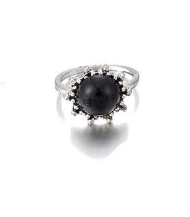 Stunning 925 silver plated created onyx ring