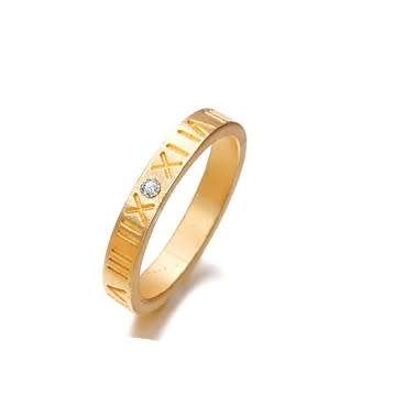 Stunning 9ct gold plated AAA cz roman numerals ring