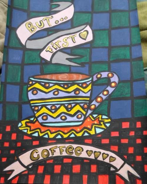 Gorgeous COFFEE! Painting. Acrylic done on a light board. A4 size. Artist HS