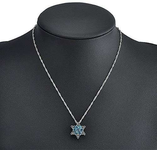 Elsa Frozen Crystal Snowflake Tibetan Silver Necklace Pure Blue Pendant