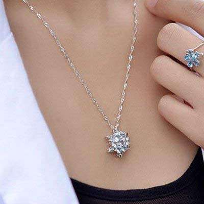 Elsa Frozen Crystal Snowflake Tibetan Silver Necklace Pure Blue Pendant