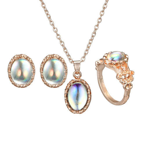 Gorgeous sim moonstone pendant and chain, ring and Earrings set