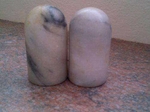 Marble salt and pepper pots