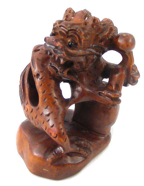 Beautifully detailed Boxwood Netsuke dragon