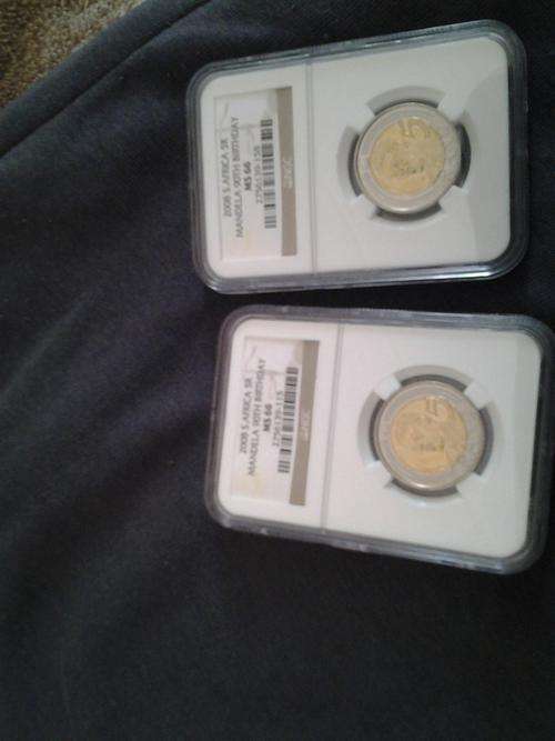 2 x graded Mandela 90th birthday coins