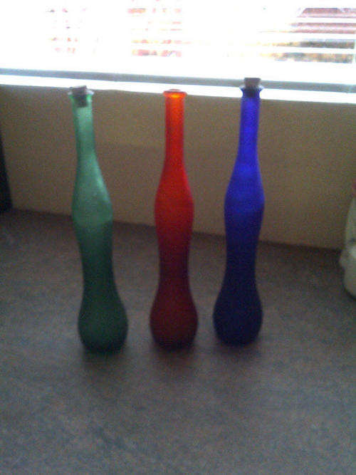 3 lovely coloured bottles