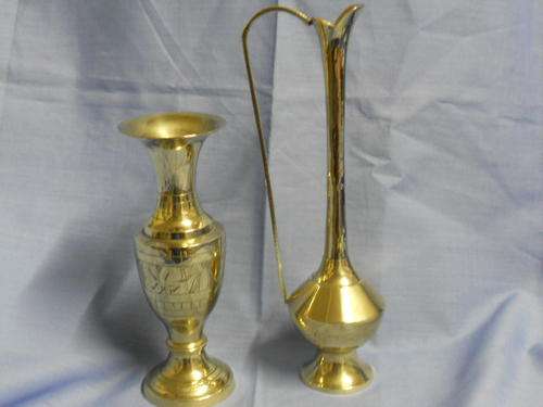 Geelkoper ornamente lot nr 1.  20 en 15cm hoog - weeg 500gr