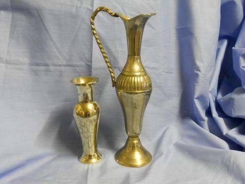 Geelkoper ornamente lot 3. 14cm en 24 cm hoog - weed 500gr