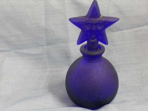 Cobalt blue -Thick Glass Perfume bottle 6cmdia and 13cm tall