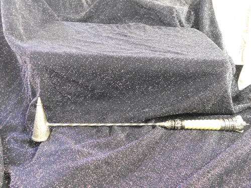 Silver plated candle snuffer 35,5cm long - resdin handle weighs 300gr