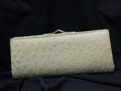 Ladies ostrich leather clutch bag 25x12cm very clean - very good 2nd hand condition