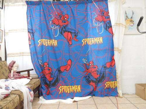 Cotton Spiderman curtains (2) 188cmx 216cm long