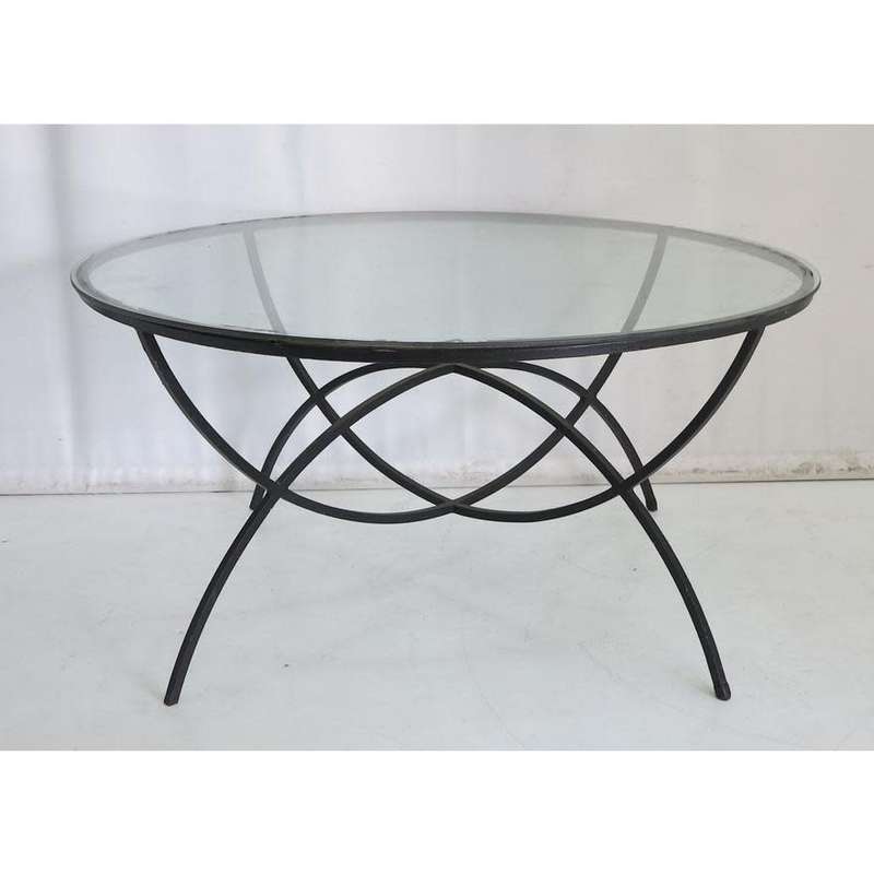 GLASS-TOP STEEL PATIO TABLE AND SET OF 8 CHAIRS