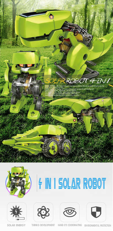 DIY 4in1 Solar toy robot Dinosaur Building blocks Assembly kids boy&girl Education toy robot