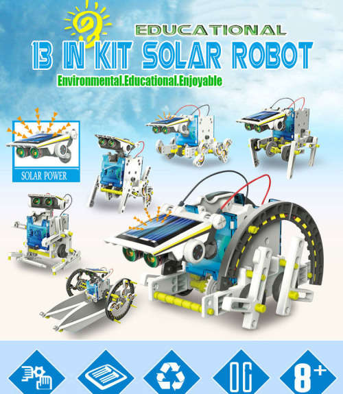 DIY Solar toy robot Polymorphic Building blocks Assembly kids boy&girl Education