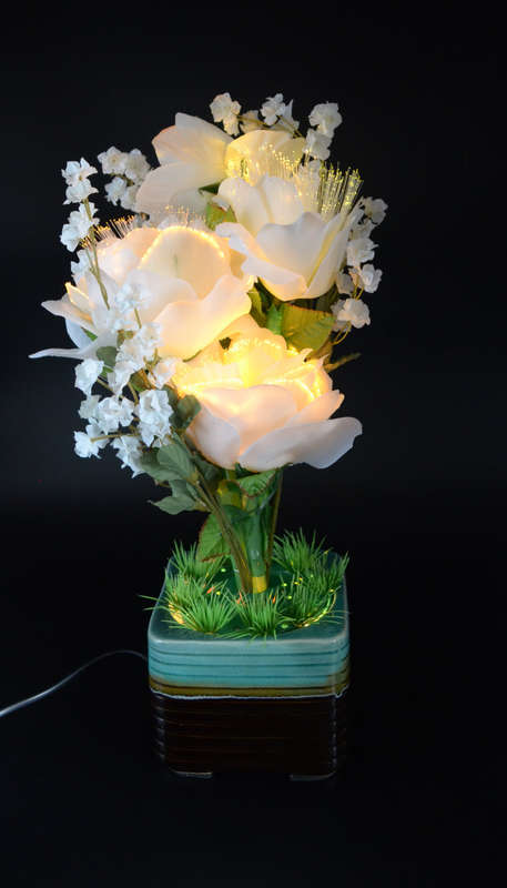 Fiber optic flower gradient glow bouquet home decoration wedding decoration White Rose