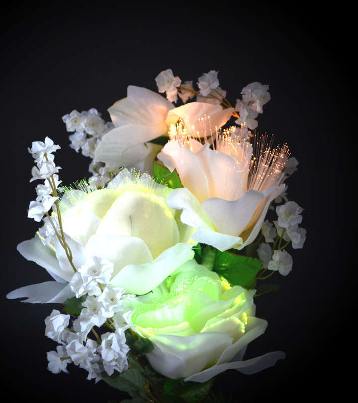 Fiber optic flower gradient glow bouquet home decoration wedding decoration White Rose