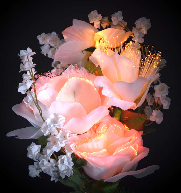 Fiber optic flower gradient glow bouquet home decoration wedding decoration White Rose