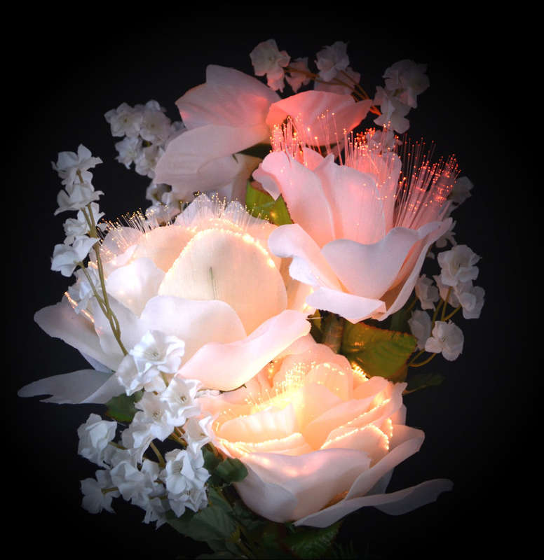 Fiber optic flower gradient glow bouquet home decoration wedding decoration White Rose