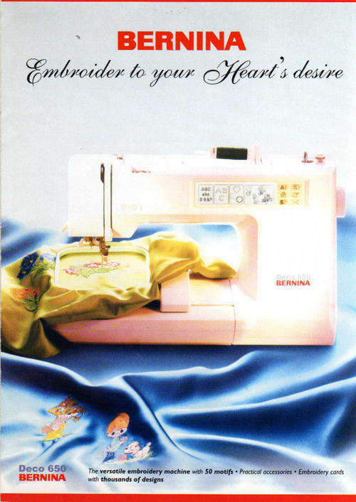 BERNINA DECO 650 EMBROIDERY MACHINE WITH 10 SOFTWARE CARDS