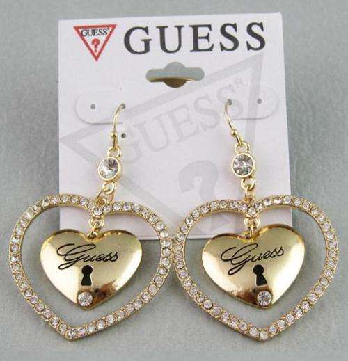 "GUESS" - Gorgeous Hanging Heart Earrings - LATEST FASHION! In GOLD or SILVER