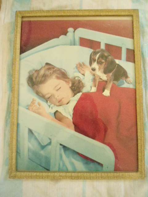 VERY CUTE VINTAGE PHOTO IN FRAME 37CM X 29CM