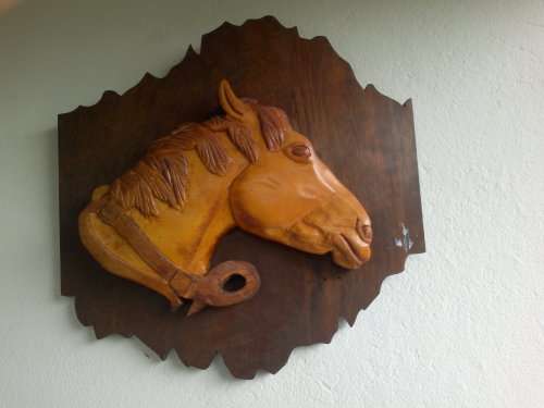 Stunning solid carved wood horse head