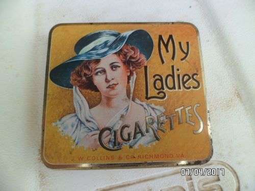 RARE 1920's Tobacco Tin, JW Collins & CO. - My Ladies Cigarette Case * Tobacco Tin* Tobacciana