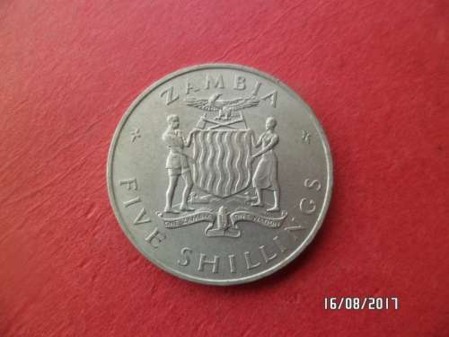 ZAMBIA FIVE SHILLINGS PRESIDENT KAUNDA * 24 OCTOBER 1965 LOW MINTAGE