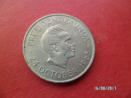 ZAMBIA FIVE SHILLINGS PRESIDENT KAUNDA * 24 OCTOBER 1965 LOW MINTAGE