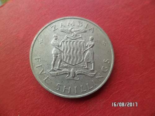 ZAMBIA FIVE SHILLINGS PRESIDENT KAUNDA * 24 OCTOBER 1965 LOW MINTAGE
