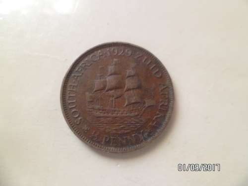 RARE 1/2 PENNY ZUID AFRIKA  1929 LOW MINTAGE 272,095