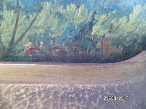 Antique Circa 1920's S G Popoff Original Oil on Board In its Original Antique Frame
