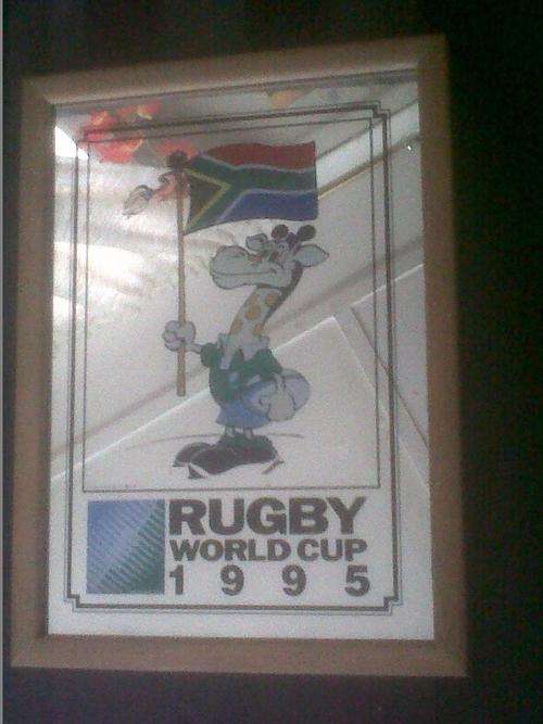 STUNNING ORIGINAL 1995 WORLD CUP RUGBY MIRROR IN FRAME,GREAT CONDITION.