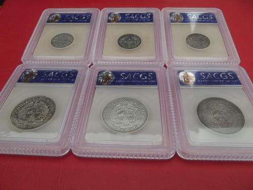 RARE COLLECTION OF GRADED ZAR PAUL KRUGER 92.5% SILVER COINS.BUY LOT NOW!!BARGAIN