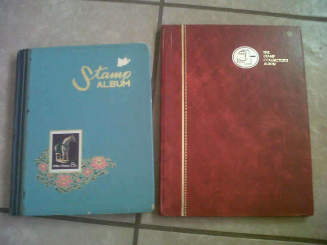Great Value 2 X Old Stamp albums @ 1 price with stamps included like 1950s Rhodesia 3d ect.