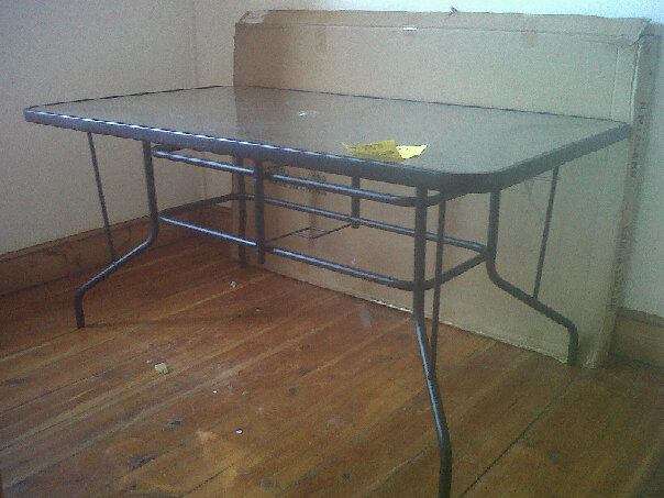 BARGAIN BRAND NEW IN BOX GLASS STEEL 6 SEATER TABLE.SELF COLLECT ROBERTSON.2 LEFT