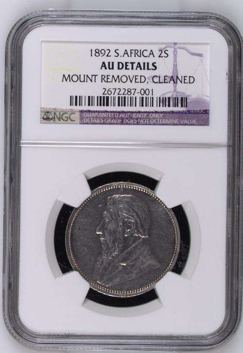 RARE 1892 ZAR 2 SHILLINGS GRADED AU BY NGC MINTAGE 55206 VALUE R7500+
