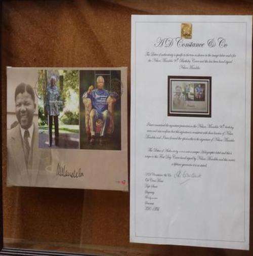 MANDELA SIGNED 90TH BIRTHDAY STAMP FDC - CERTIFIED IN UK + Mandela commemorative coins set