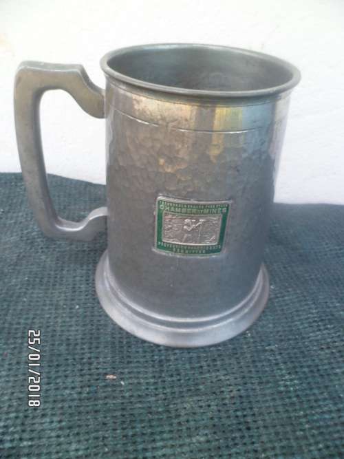 vintage pewter beker ''TRANSVAALSE ORANJA FREE STATE CHAMBER OF MINES ACCIDENTS