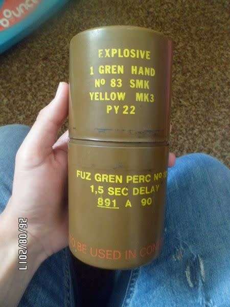not working explosive 1 gren hand no 83 smk yellow mk3. FUZ GREN PERC NO 10 1.5 SEC DELAY 891 A 90ni