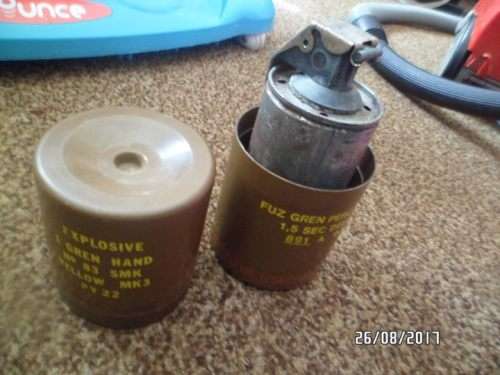 not working explosive 1 gren hand no 83 smk yellow mk3. FUZ GREN PERC NO 10 1.5 SEC DELAY 891 A 90ni