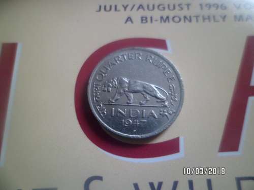 QUARTER RUPEE 1947 INDIA