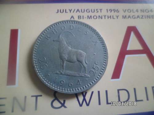 RHODESIA 2'6 1964 25C