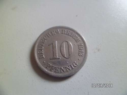 10 PFENNIG 1913 (j) DEUTSCHES REICH COIN
